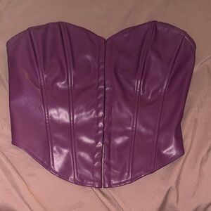 Purple Faux Leather Corset Top